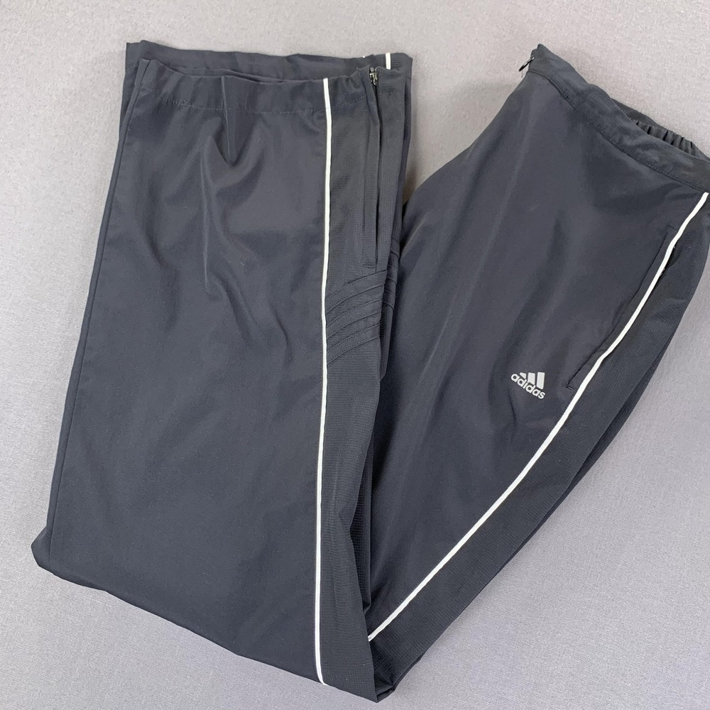VTG Adidas Pants Men XL (34x32) Black Climalite Track Athletic Zip Hem Y2K Flare